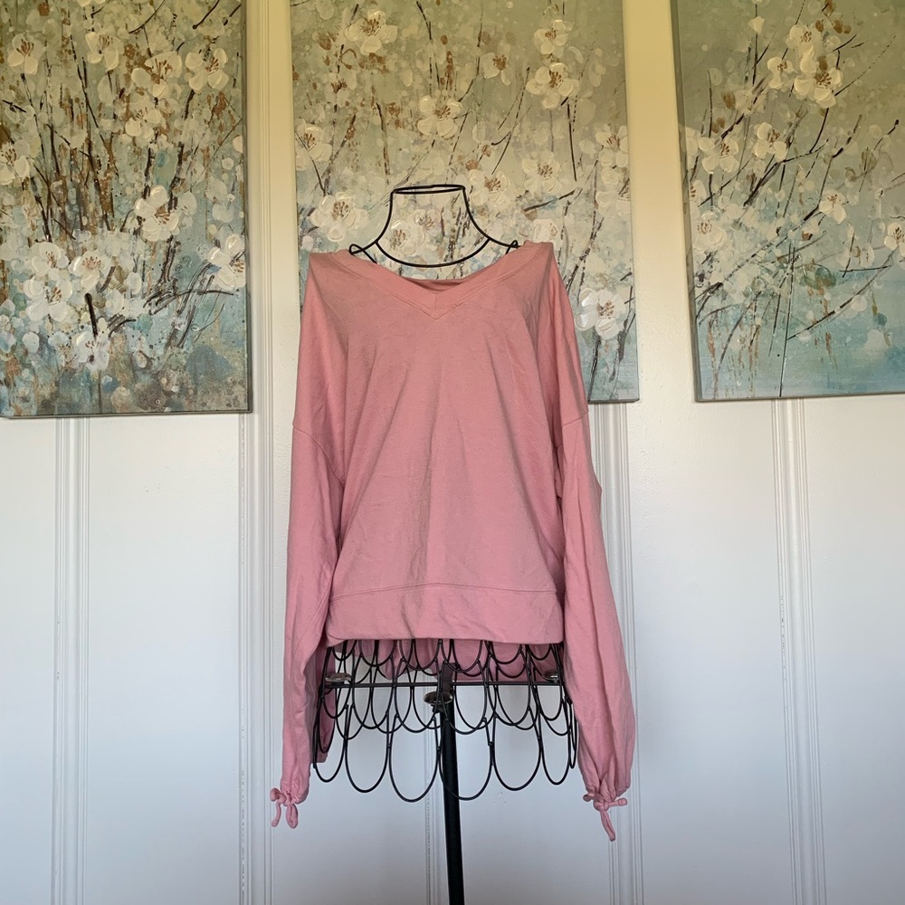 Gap baby pink cotton v-neck sweater